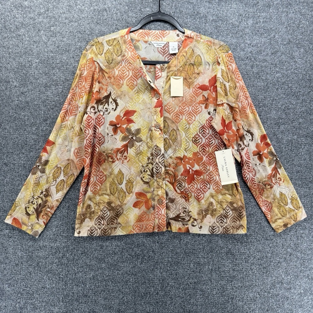 Laura Ashley Petite Y2K Cardigan PM Mesh Sheer Button Up 90s Hippie Festival